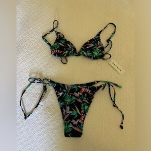 LA Hearts by PacSun Tropical Shine Avalon Ring Triangle Bikini Top and Bottom